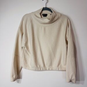 prAna cream soft brushed rib knit cowl neck sweater cozy slow fashion size XS